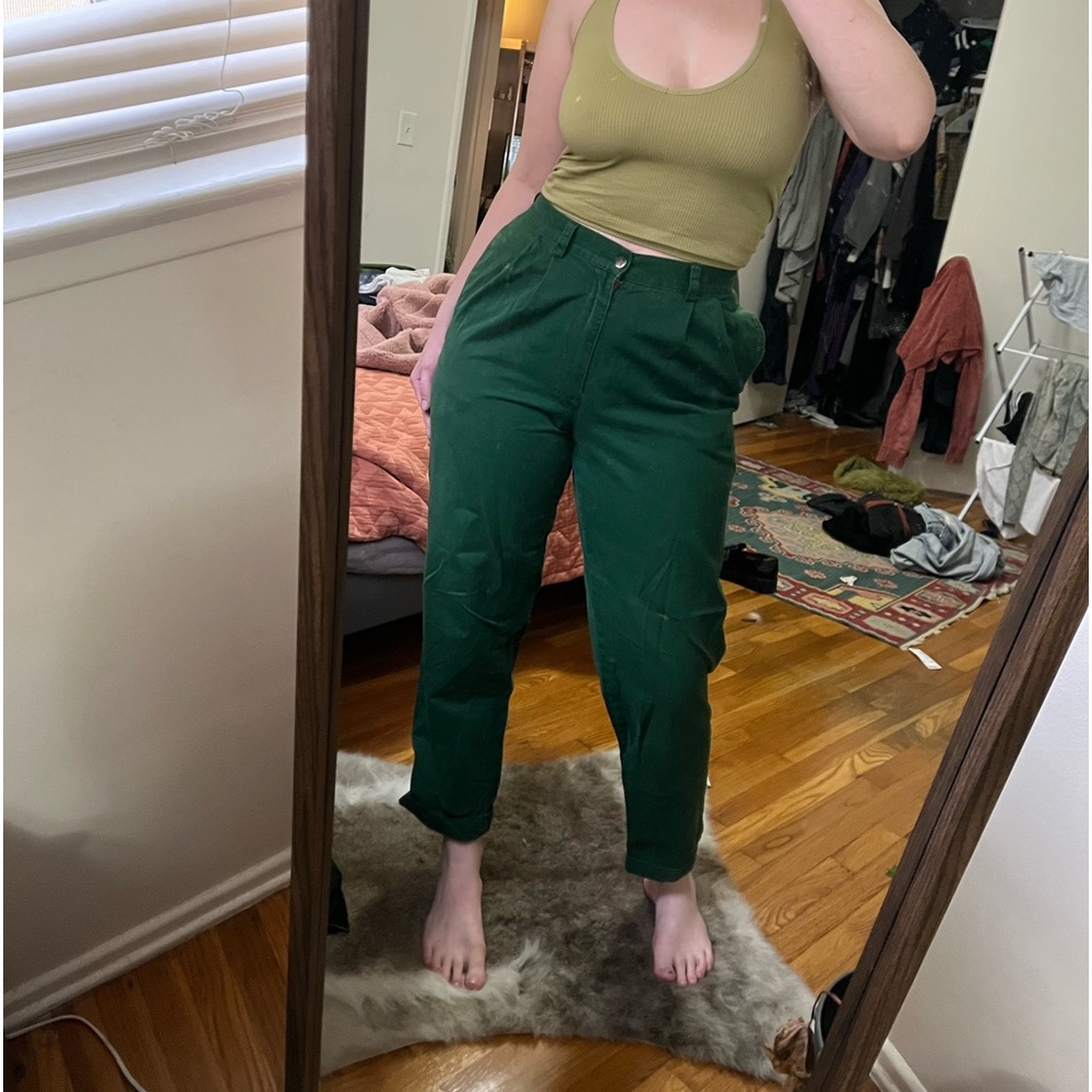 Vintage Pleated Green Khakis